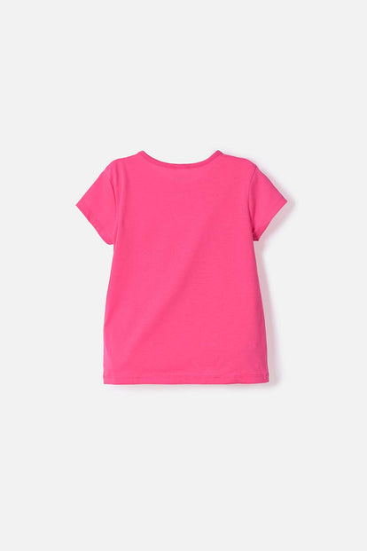 CAMISETA DE K-POP DEMON HUNTERS MANGA CORTA ROSADA PARA NIÑA
