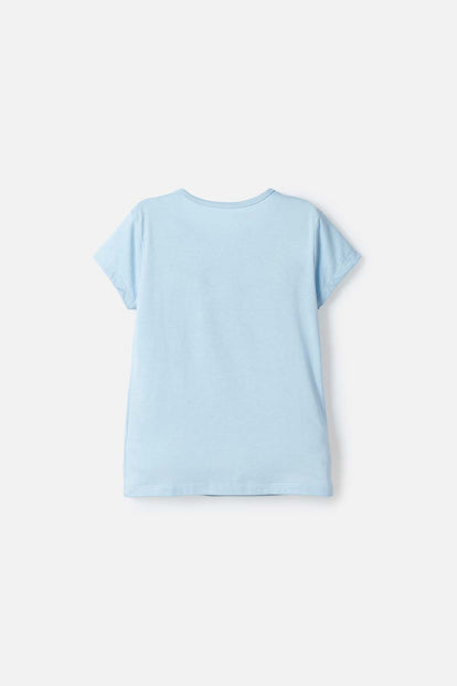 CAMISETA DE STITCH Y CAPYBARA MANGA CORTA AZUL PARA NIÑO