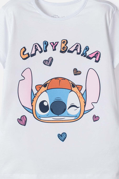 PIJAMA DE STITCH Y CAPYBARA PANTALÓN LARGO PARA NIÑA