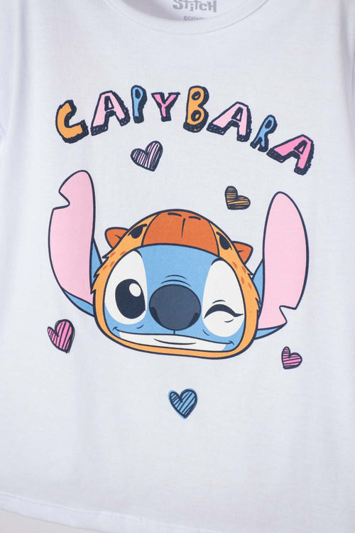 PIJAMA DE STITCH Y CAPYBARA PANTALÓN LARGO PARA NIÑA