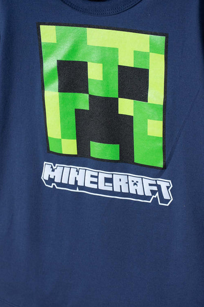 CAMISETA DE MINECRAFT MANGA CORTA AZUL PARA NIÑO