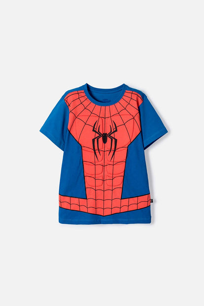 CAMISETA DE SPIDER-MAN MANGA CORTA AZUL Y ROJO PARA NIÑO