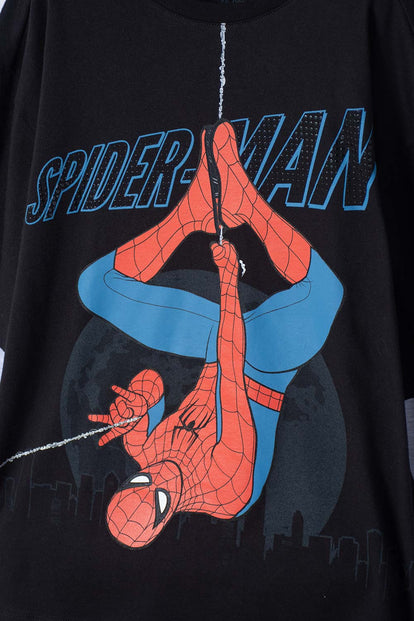 CAMISETA DE SPIDERMAN MANGA LARGA NEGRO PARA NIÑO
