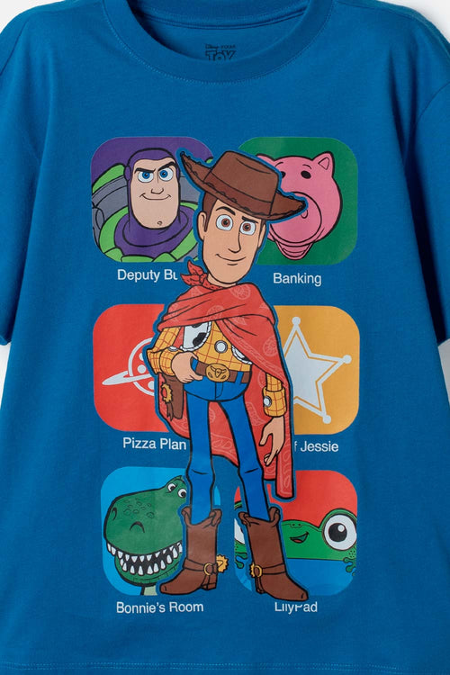 CAMISETA DE TOY STORY MANGA CORTA AZUL PARA NIÑA