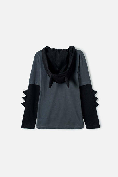 CAMISETA DE BATMAN MANGA LARGA GRIS PARA NIÑO
