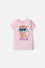 CAMISETA DE STITCH Y CAPYBARA MANGA CORTA ROSADO PARA NIÑA