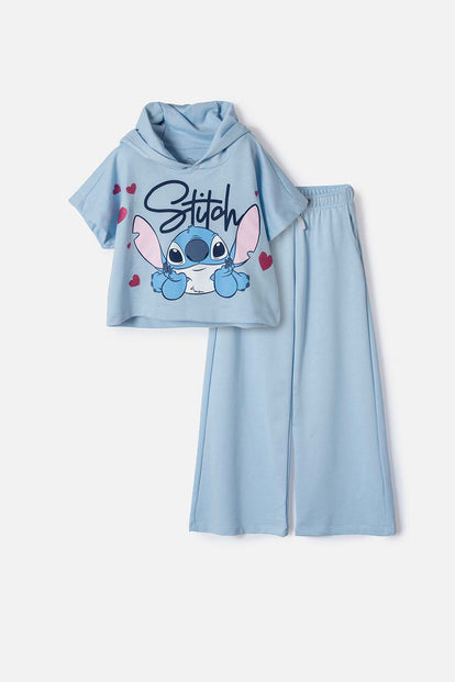 CONJUNTO DE STITCH PANTALÓN LARGO AZUL PARA NIÑA