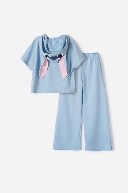 CONJUNTO DE STITCH PANTALÓN LARGO AZUL PARA NIÑA