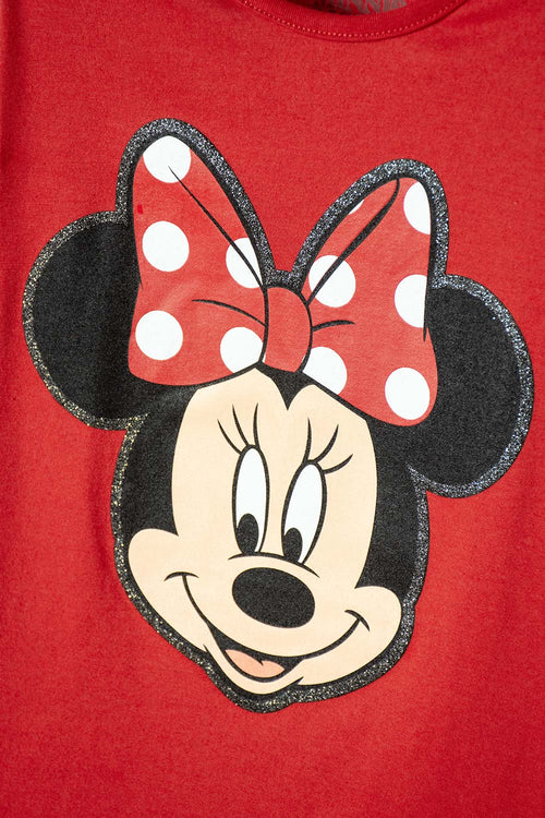 CAMISETA DE MINNIE MOUSE MANGA CORTA ROJO PARA NIÑA