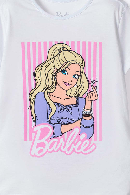 CAMISETA DE BARBIE MANGA CORTA BLANCO PARA NIÑA