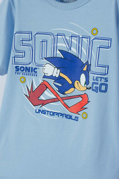 CAMISETA DE SONIC MANGA CORTA AZUL PARA NIÑO