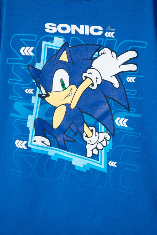 CAMISETA DE SONIC MANGA CORTA AZUL PARA NIÑO