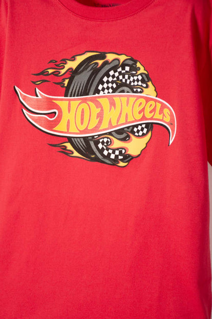 CAMISETA DE HOT WHEELS MANGA CORTA ROJO PARA NIÑO