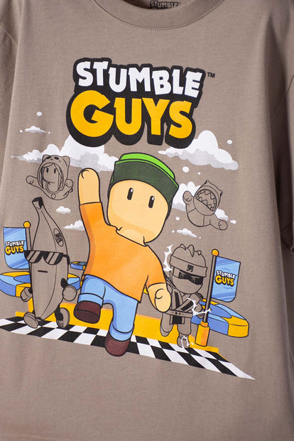 CAMISETA DE STUMBLE GUYS MANGA CORTA TAUPE PARA NIÑO