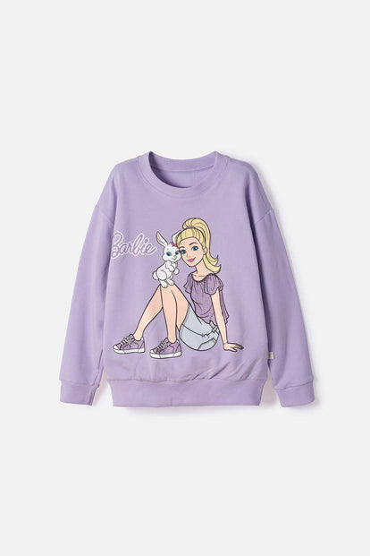 BUZO DE BARBIE CERRADO VIOLETA PARA NIÑA