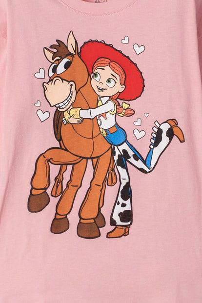 CAMISETA DE TOY STORY MANGA LARGA PALO DE ROSA PARA NIÑA