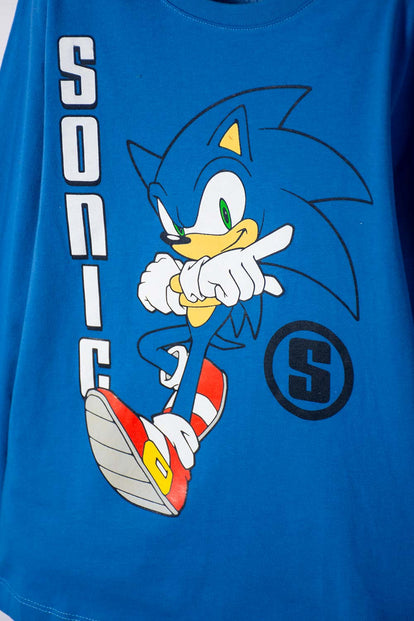CAMISETA DE SONIC MANGA LARGA AZUL PARA NIÑO