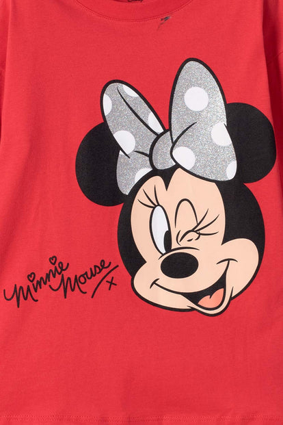 CAMISETA DE MINNIE MOUSE MANGA LARGA ROJO PARA NIÑA