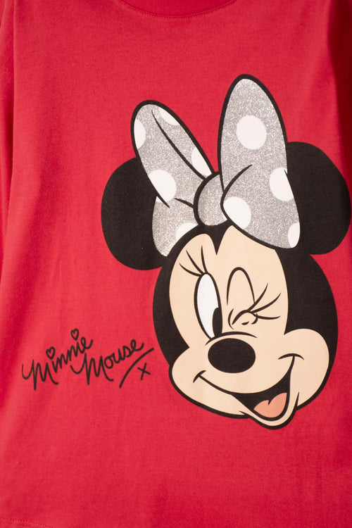 CAMISETA DE MINNIE MOUSE MANGA LARGA ROJO PARA NIÑA
