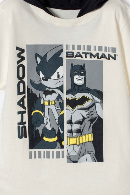 CAMISETA DE SONIC CON CAPUCHA MANGA CORTA PARA NIÑO