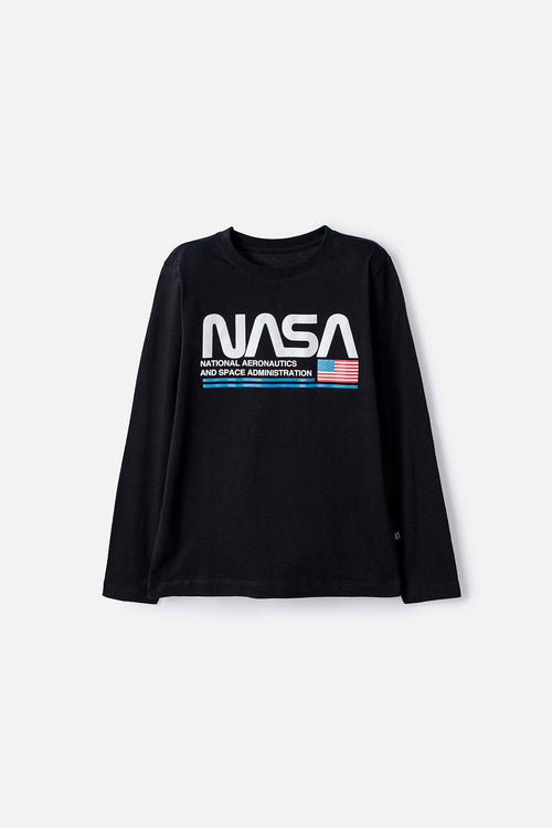 CAMISETA DE LA NASA MANGA LARGA AZUL PARA NIÑO