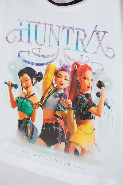CAMISETA DE K-POP DEMON HUNTERS MANGA CORTA BLANCO PARA NIÑA