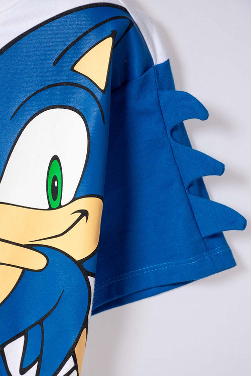 CAMISETA DE SONIC MANGA CORTA BLANCO PARA NIÑO