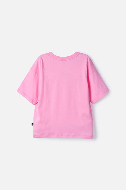 CAMISETA DE BT21 MANGA CORTA ROSADO PARA NIÑA