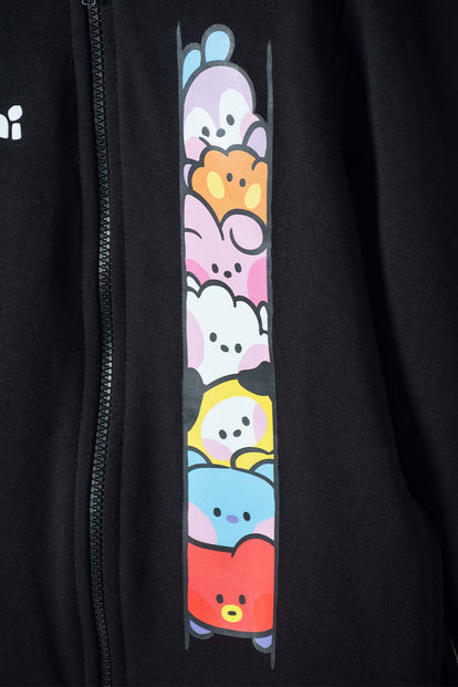 BUZO DE BT21 CON CAPUCHA NEGRO PARA NIÑA