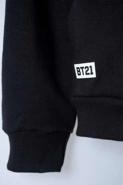 BUZO DE BT21 CON CAPUCHA NEGRO PARA NIÑA