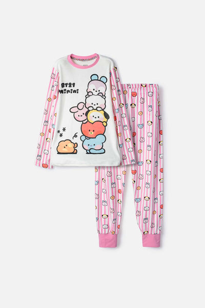 PIJAMA DE  BT21 PANTALÓN LARGO MULTICOLOR PARA NIÑA