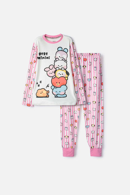 PIJAMA DE  BT21 PANTALÓN LARGO MULTICOLOR PARA NIÑA