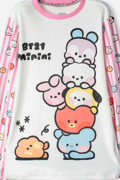 PIJAMA DE  BT21 PANTALÓN LARGO MULTICOLOR PARA NIÑA