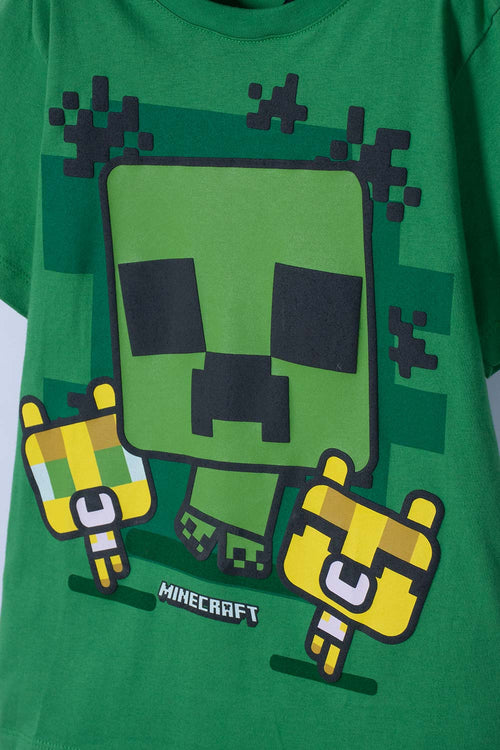 CAMISETA DE MINECRAFT CON CAPUCHA VERDE PARA NIÑO
