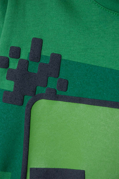 CAMISETA DE MINECRAFT CON CAPUCHA VERDE PARA NIÑO