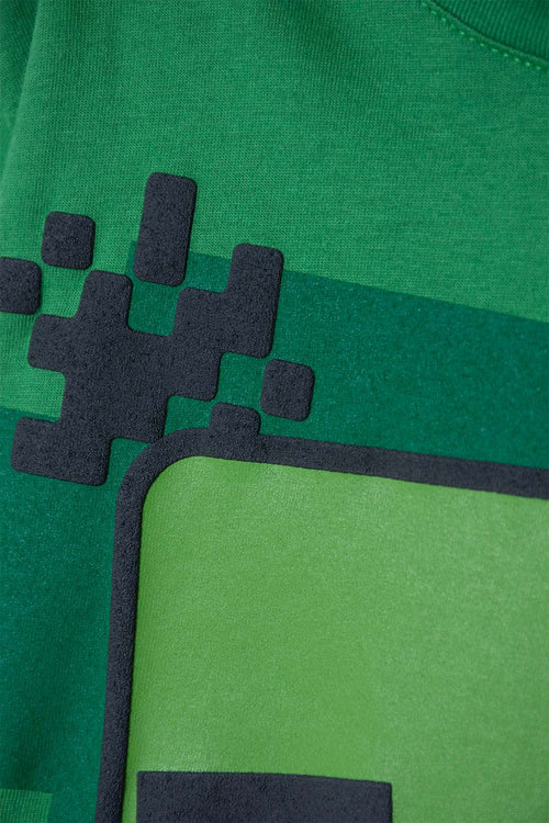 CAMISETA DE MINECRAFT CON CAPUCHA VERDE PARA NIÑO