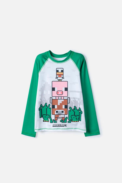 CAMISETA DE MINECRAFT MANGA LARGA MULTICOLOR PARA NIÑO