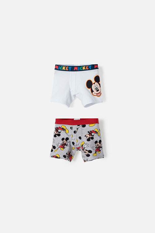 Card slide image -  PACK X2 BOXER DE MICKEY MOUSE BLANCO Y GRIS PARA NIÑO 2T A 5T