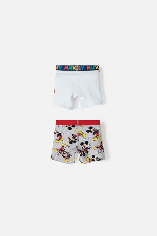 Card slide image -  PACK X2 BOXER DE MICKEY MOUSE BLANCO Y GRIS PARA NIÑO 2T A 5T