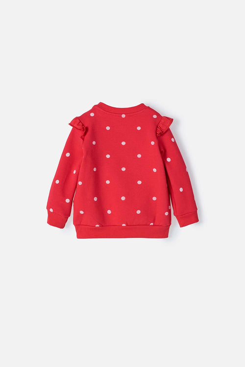 BUZO DE MINNIE ROJO DE CUELLO REDONDO PARA BEBÉ NIÑA