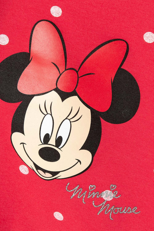 BUZO DE MINNIE ROJO DE CUELLO REDONDO PARA BEBÉ NIÑA