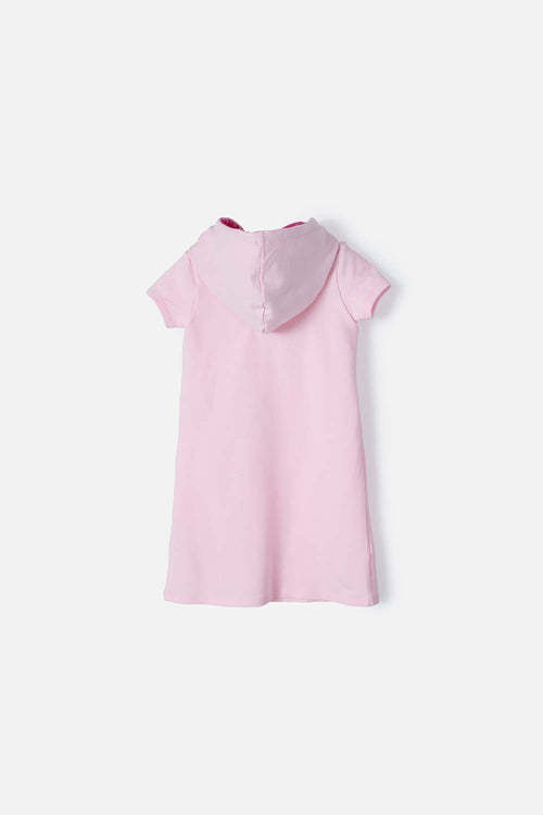 VESTIDO PEPPA PIG CON CAPUCHA ROSADO PARA NIÑA 2T A 5T
