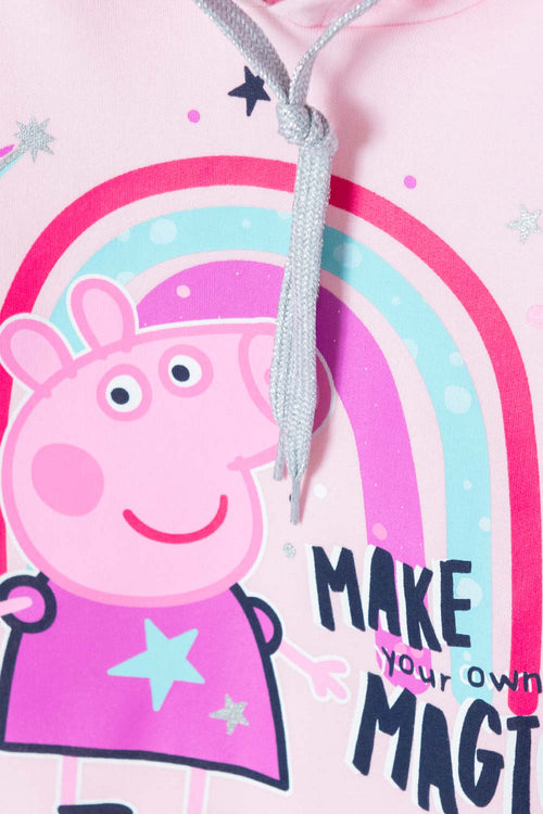 VESTIDO PEPPA PIG CON CAPUCHA ROSADO PARA NIÑA 2T A 5T