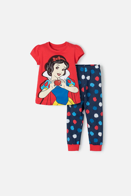 PIJAMA DE BLANCANIEVES ESTAMPADA ROJA Y AZUL PARA NIÑA 2T A 5T