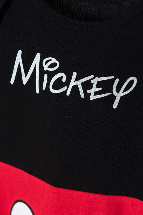 Card slide image -  BODY DE MICKEY MOUSE MANGA CORTA ROJO CON NEGRO PARA BEBÉ NIÑO