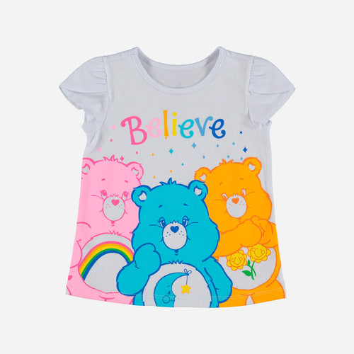 CAMISETA DE OSITOS CARIÑOSITOS MANGA CORTA BLANCA PARA NIÑA 2T A 5T