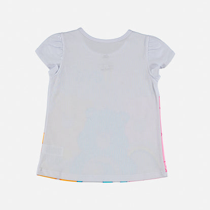 CAMISETA DE OSITOS CARIÑOSITOS MANGA CORTA BLANCA PARA NIÑA 2T A 5T