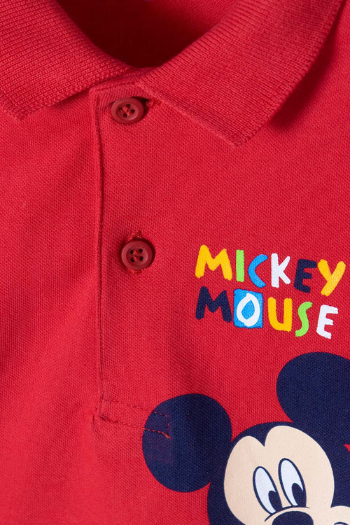 Card slide image -  CAMISETA TIPO POLO DE MICKEY MOUSE ROJA PARA NIÑO 2T A 5T