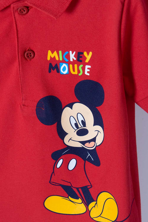 Card slide image -  CAMISETA TIPO POLO DE MICKEY MOUSE ROJA PARA NIÑO 2T A 5T