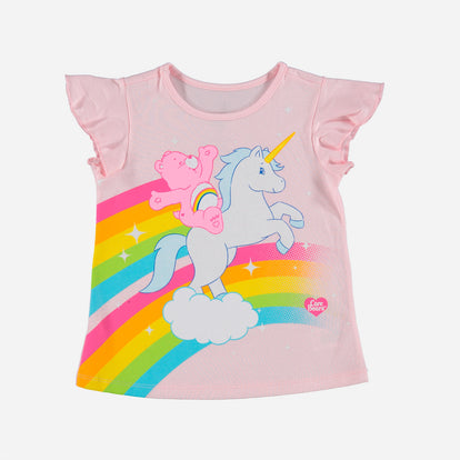 CAMISETA DE OSITOS CARIÑOSITOS MANGA CORTA  ROSADA PARA NIÑA 2T A 5T
